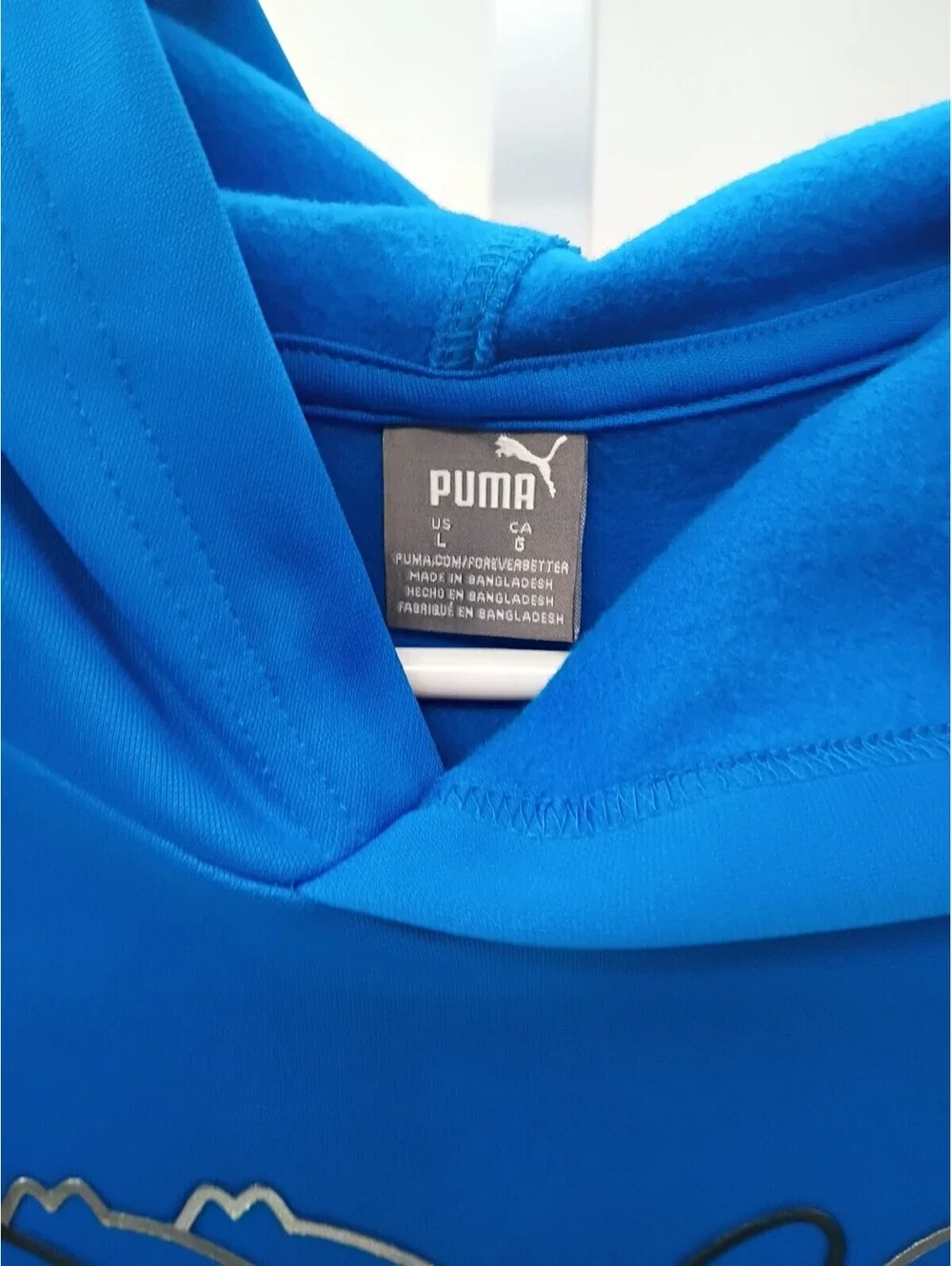 Puma Hoodie Youth Large Blue Graphic Casual Training Pullover Sweatshirt Boys